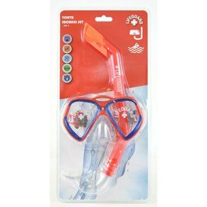 LifeGuard Youth Mask & Snorkel Set Age 7+ Latex Free Shatterproof Red & Blue New